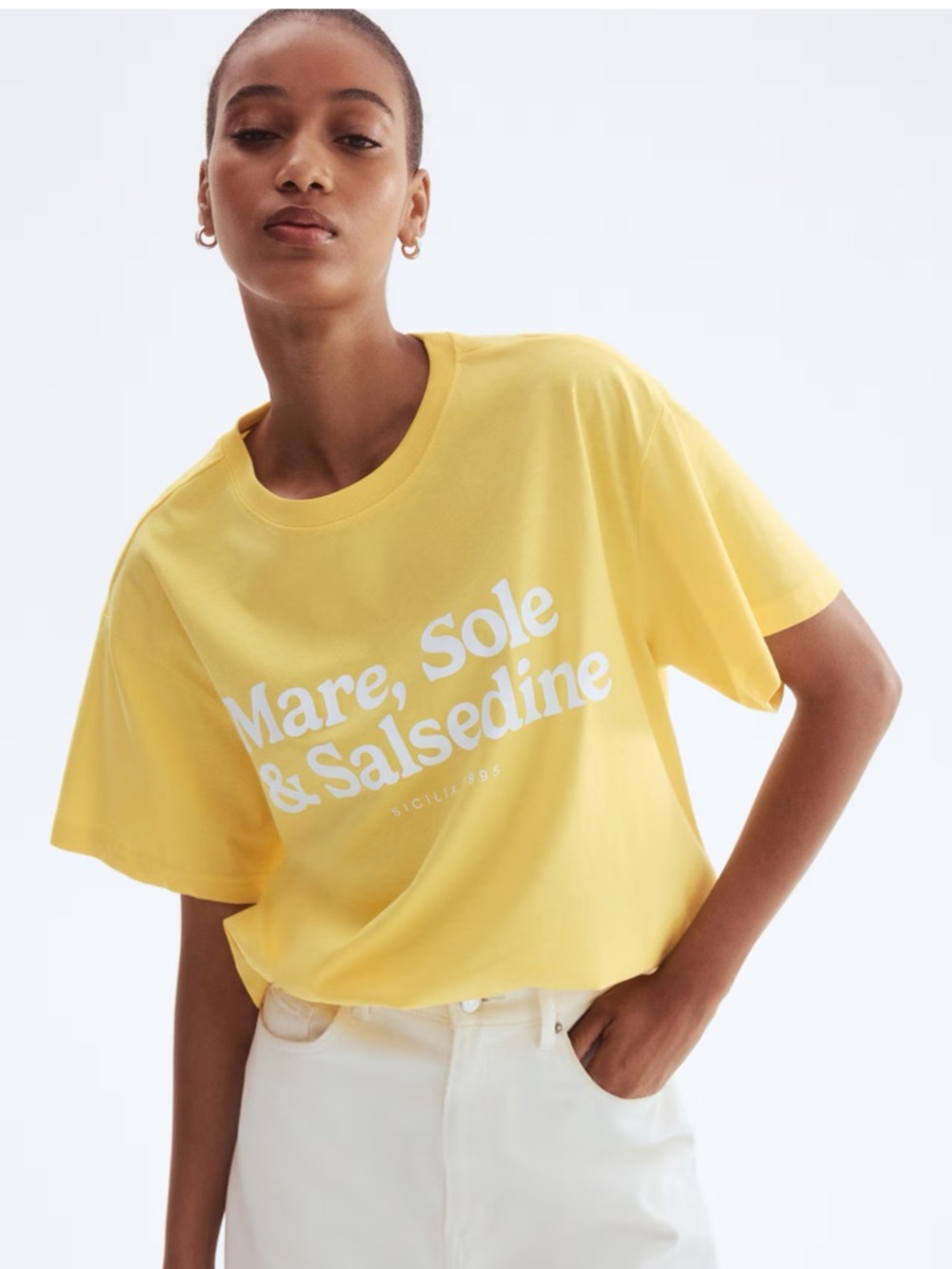 H&M Yellow Graphic Short Sleeve Tee